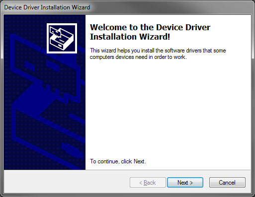 Welcome to the Device Driver Installation Wizard!